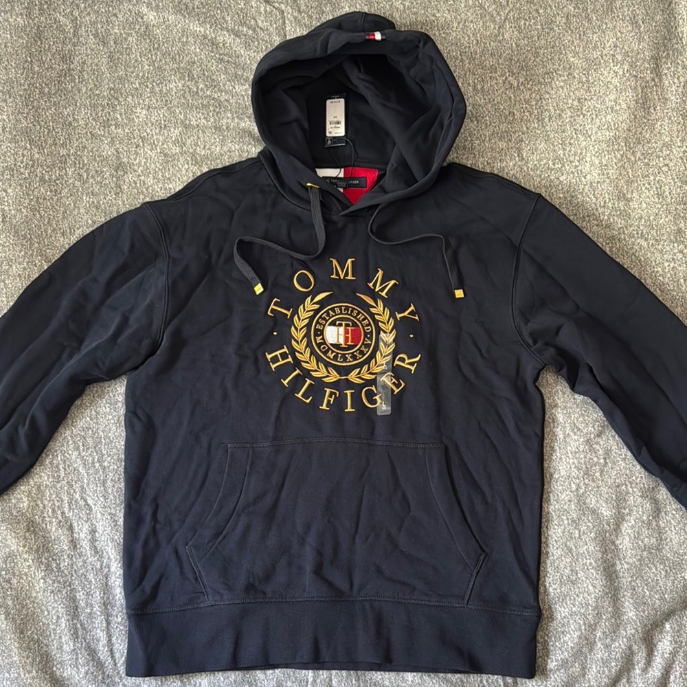 Tommy Hilfiger Blue Hoodie Sweatshirt Men’s L NWT - Picture 3 of 13